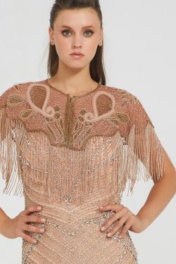 Suzi Hand Embellished Cape in Rose Gold 1