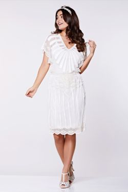 Angel Sleeve Flapper Dress in Off White 1