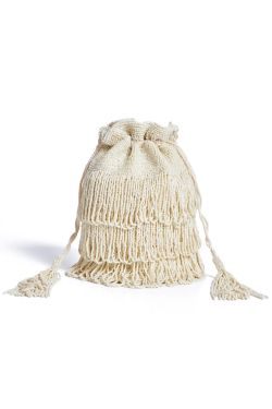 Chanel Hand Embellished Fringe Bucket Bag in Cream 1