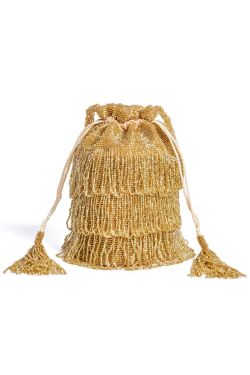 Chanel Hand Embellished Fringe Bucket Bag in Gold 1