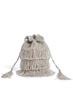 Chanel Hand Embellished Fringe Bucket Bag in Silver 1