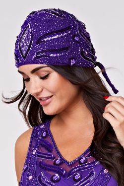 Hollywood Flapper Turban in purple 2