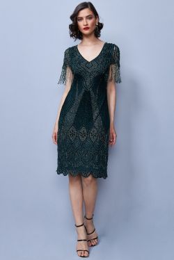 Marta Flapper Dress in Forest Green 1