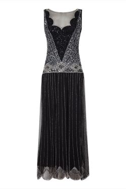 Elaina Drop Waist Flapper Maxi Dress in Black 4