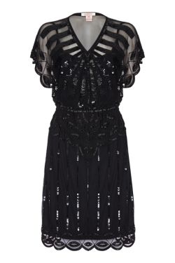 Angel Sleeve Flapper Dress in Black Plus Size 7