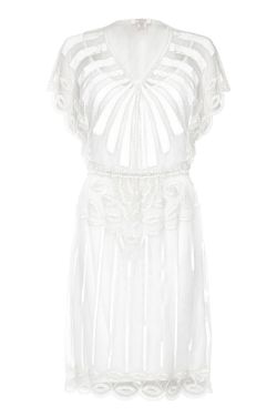 Angel Sleeve Flapper Plus Size Dress in Off White 7
