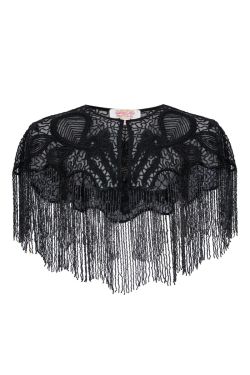 Suzi Hand Embellished Cape in Black 4