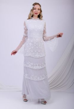 White Covent Garden Maxi – Vintage-Inspired Embellished Dress