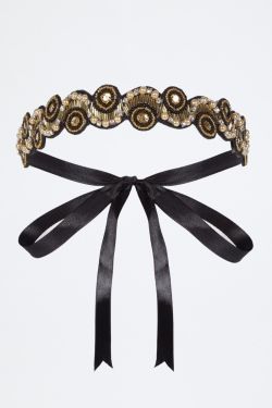 Eliza Flapper Headband in Black Gold 1