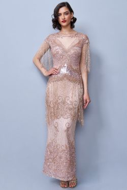 Ethel Maxi Fringe Blush Gown