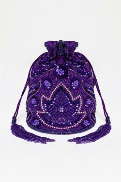 Hollywood Hand Embellished Bucket Bag in Purple 2