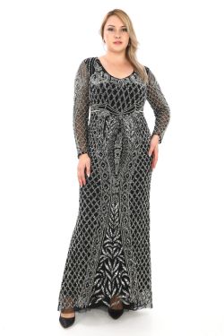 Karima Maxi – Black & Silver Embellished Modest Gown