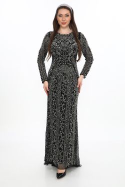 Laila Maxi – Black Sequin Evening Gown