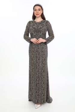 Laila Maxi – Grey Sequin Evening Gown