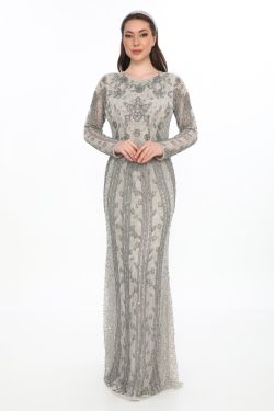 Laila Maxi – Silver Modest Evening Gown