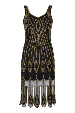 Molly Flapper Dress in Black Gold 7