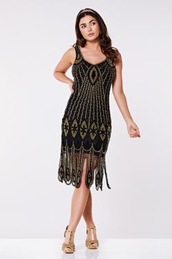 Molly Flapper Dress in Black Gold 1