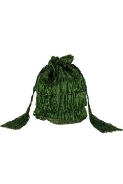 Tassel Hand Embellished Fringe Bucket Bag in Green