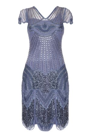 Beatrice Fringe Flapper Dress in Lilac 6