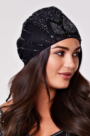 Beatrice Flapper Turban in Black 2