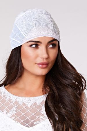 Beatrice Flapper Turban in White 2