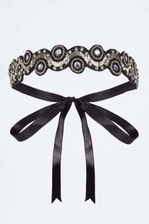 Eliza Flapper Headband in Black Silver 1