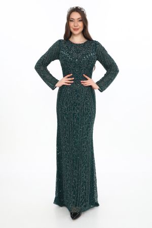 Laila Maxi – Emerald Green Sequin Evening Gown