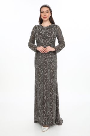 Laila Maxi – Grey Sequin Evening Gown
