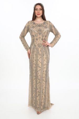 Laila Maxi – Nude Embellished Modest Evening Gown