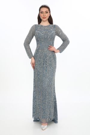 Laila Maxi – Sky Blue Modest Evening Gown