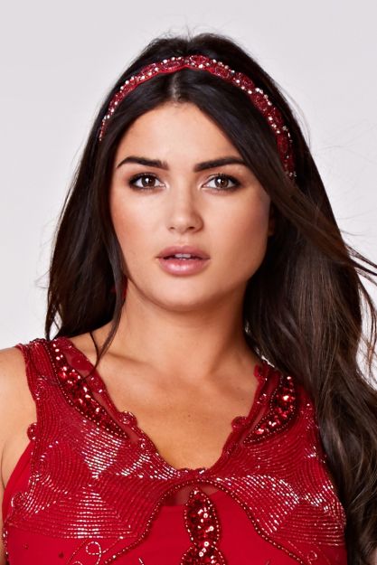 Eliza Vintage Inspired Flapper Headband in Red