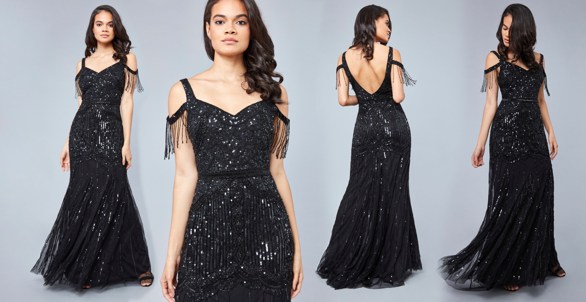 burgundy sequin prom dress